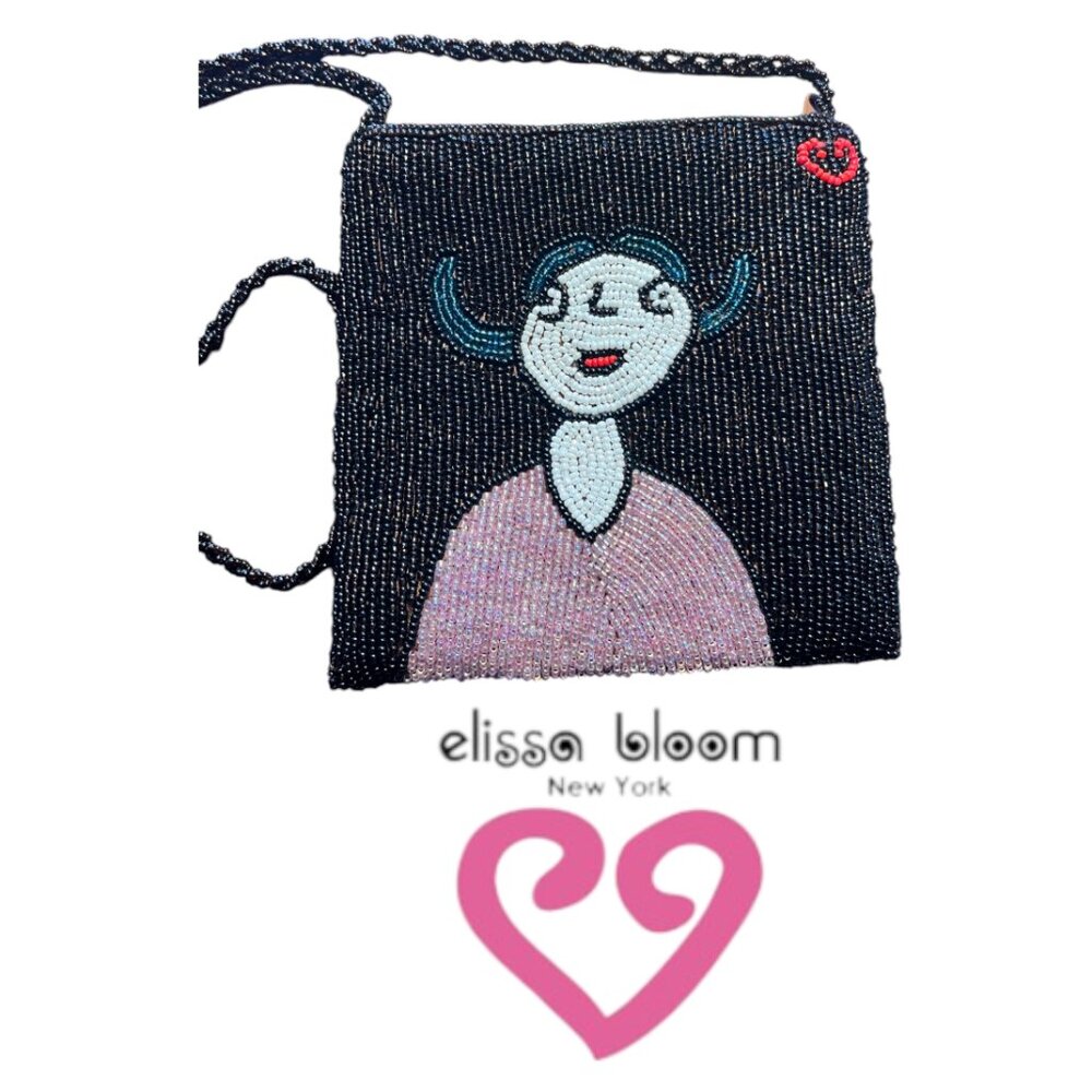 Elissa Bloom Beaded Black Purse